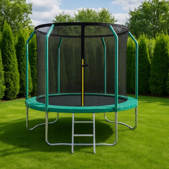 Trampolina ogrodowa dla dzieci 312cm z siatką zewnętrzną i drabinką