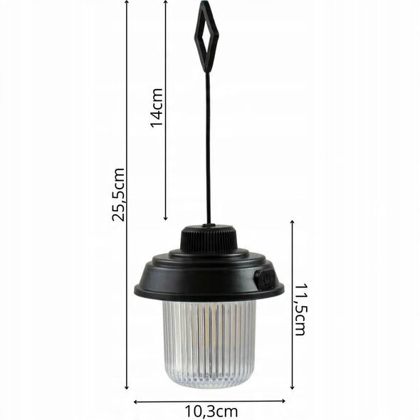LATARKA LAMPA CAMPING USB 3 RODZAJE ŚWIATŁA REDCLIFFS CZARNY