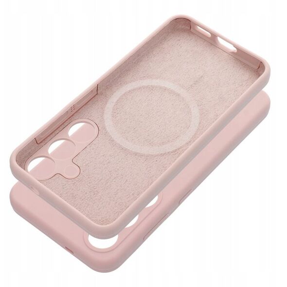 Θήκη SILICONE 2mm για SAMSUNG S25 Plus συμβατή με MagSafe ροζ πούδρας
