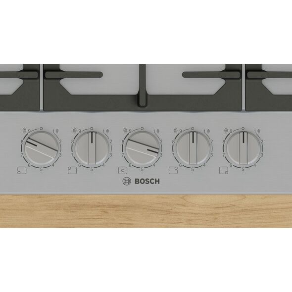 Bosch Serie 6 PCQ7A5I90 płyta kuchenna Stal nierdzewna Wbudowany 75 cm Gaz 5 stref(y)