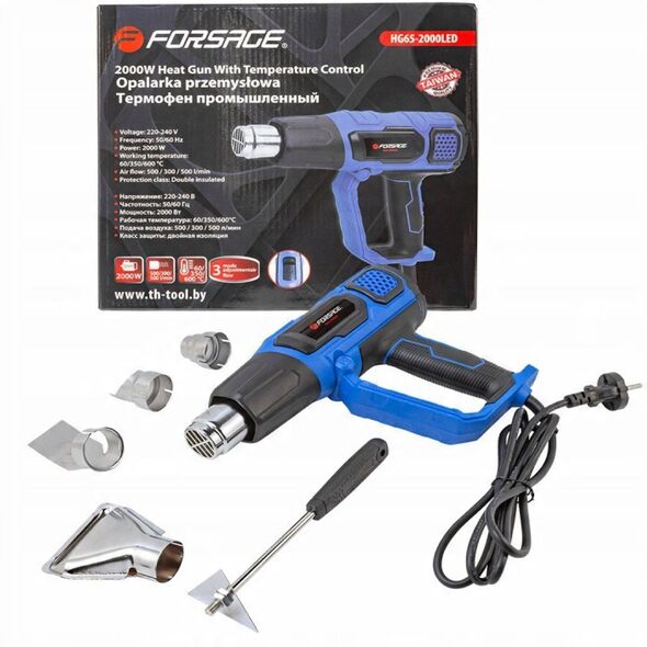 Θερμοπίστολο με ακροφύσια (230V, 50/60Hz, 2000W, 60/350/600 βαθμοί, 50/300/500l/min)