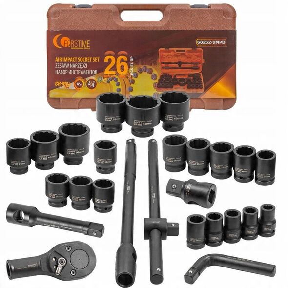 Σετ εργαλείων κρούσης 26 τεμ. 3/4" (17-50mm) και 1" (55-65mm) (12-γωνιακά)