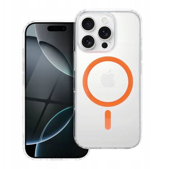 Drop Glue Colorful Ring Mag Cover συμβατό με MagSafe ταιριάζει με IPHONE 15 πορτοκαλί