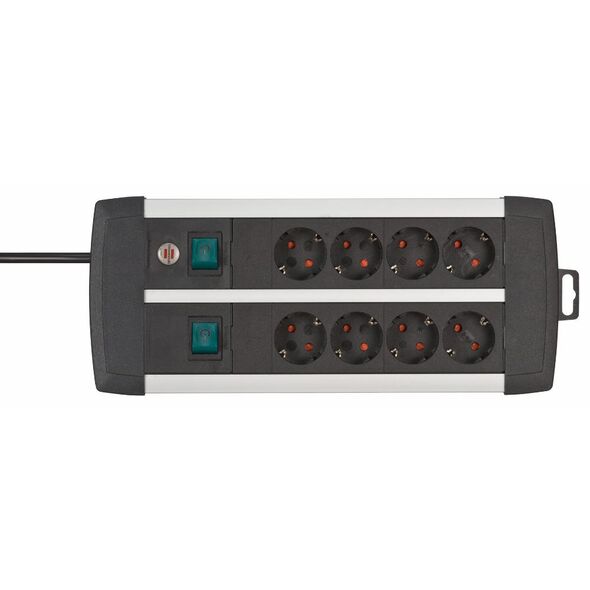 Brennenstuhl Premium-Alu-Line Technics extension lead 8-way Duo black 3m H05VV-F 3G1.5 with every 4 sockets switched (1391000908) (BNN1391000908) έως 12 άτοκες Δόσεις