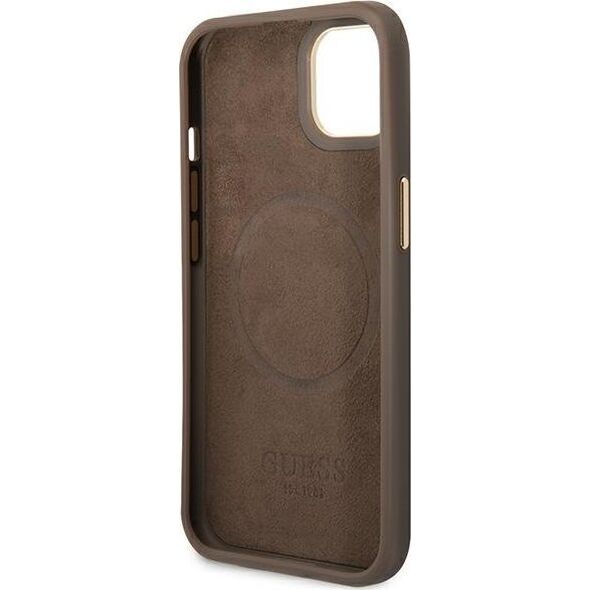 Guess Guess GUHMP14MU4GPRW iPhone 14 Plus 6,7" brązowy/brown hard case 4G Logo Plate MagSafe NoSize