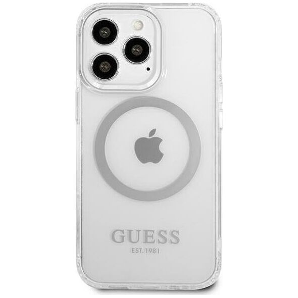 Guess Guess GUHMP13LHTRMS iPhone 13 Pro / 13 6,1" srebrny/silver hard case Metal Outline Magsafe NoSize