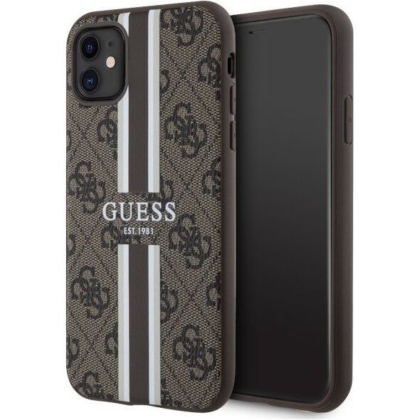 Guess Etui Guess GUHMN61P4RPSW Apple iPhone 11/XR brązowy/brown hardcase 4G Printed Stripes MagSafe