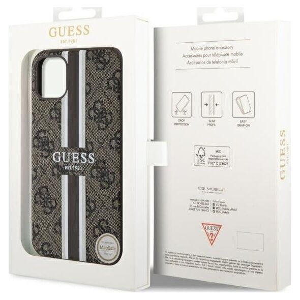 Guess Etui Guess GUHMN61P4RPSW Apple iPhone 11/XR brązowy/brown hardcase 4G Printed Stripes MagSafe