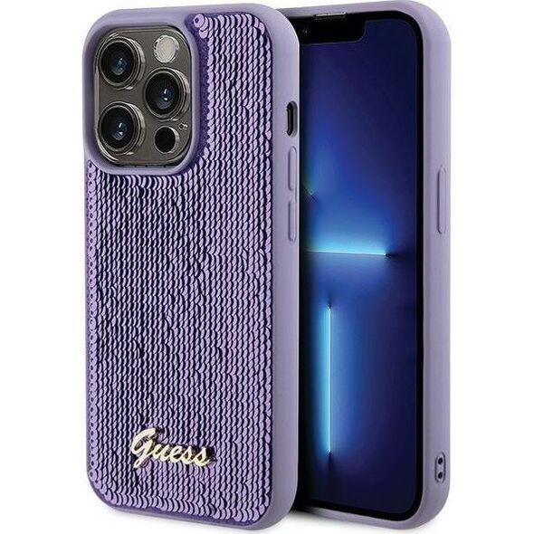 Guess Guess GUHCP15LPSFDGSU iPhone 15 Pro 6.1" fioletowy/purple hardcase Sequin Script Metal