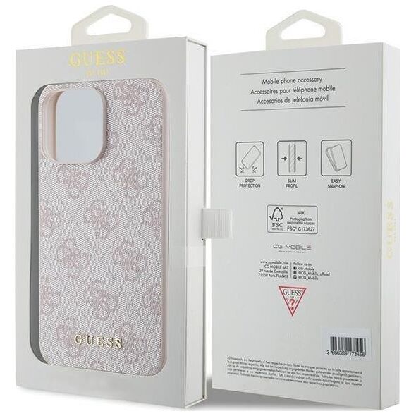 Guess Guess GUHCP15XG4GFPI iPhone 15 Pro Max 6.7" różowy/pink hard case 4G Metal Gold Logo
