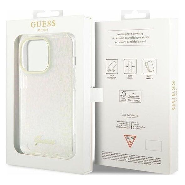 Guess Guess GUHCP15XHDECMP iPhone 15 Pro Max 6.7" różowy/pink hardcase IML Faceted Mirror Disco Iridescent