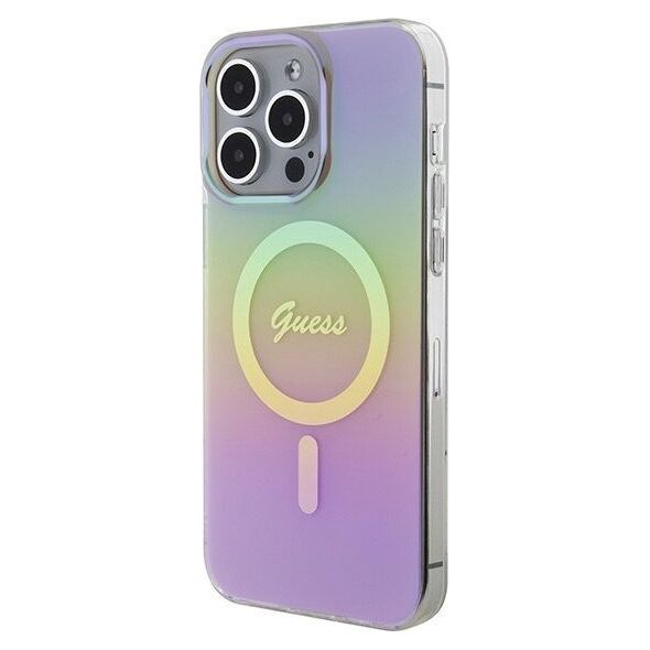 Guess Guess GUHMP15XHITSP iPhone 15 Pro Max 6.7" różowy/pink hardcase IML Iridescent MagSafe
