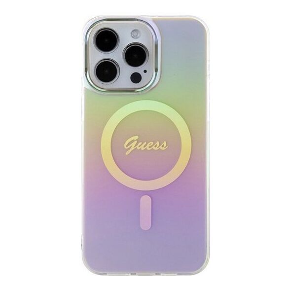 Guess Guess GUHMP15XHITSP iPhone 15 Pro Max 6.7" różowy/pink hardcase IML Iridescent MagSafe