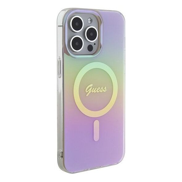 Guess Guess GUHMP15XHITSP iPhone 15 Pro Max 6.7" różowy/pink hardcase IML Iridescent MagSafe