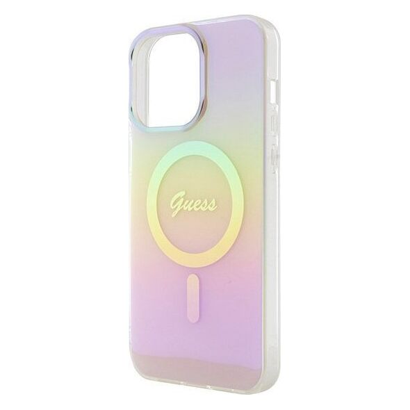 Guess Guess GUHMP15XHITSP iPhone 15 Pro Max 6.7" różowy/pink hardcase IML Iridescent MagSafe