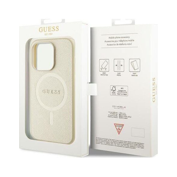 Guess Guess GUHMP15XPSAHMCB iPhone 15 Pro Max 6.7" złoty/gold hardcase Saffiano MagSafe