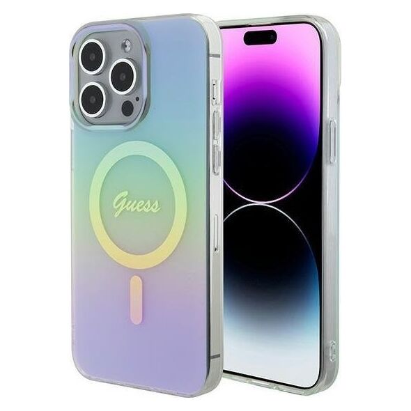 Guess Guess GUHMP15XHITSQ iPhone 15 Pro Max turkusowy/turquoise hardcase IML Iridescent MagSafe