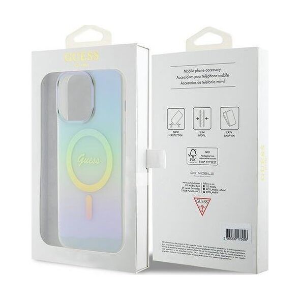 Guess Guess GUHMP15XHITSQ iPhone 15 Pro Max turkusowy/turquoise hardcase IML Iridescent MagSafe