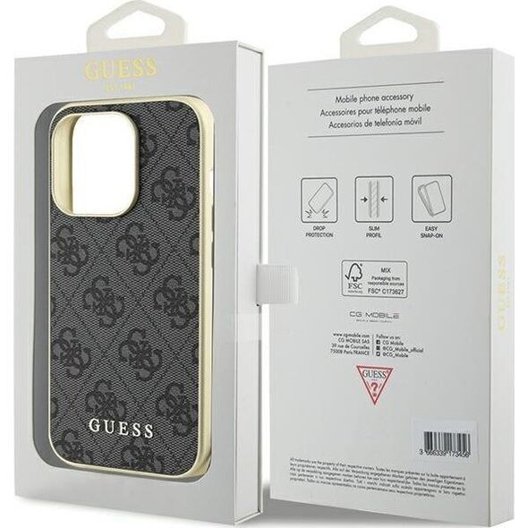 Guess Guess GUHCP15LGF4GGR iPhone 15 Pro 6.1" szary/grey hardcase 4G Charms Collection