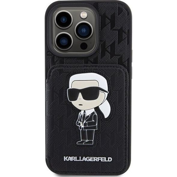 Karl Lagerfeld Karl Lagerfeld KLHCP15LSAKKNSCK iPhone 15 Pro 6.1" czarny/black hardcase Saffiano Cardslots and Stand Monogram Ikonik Patch