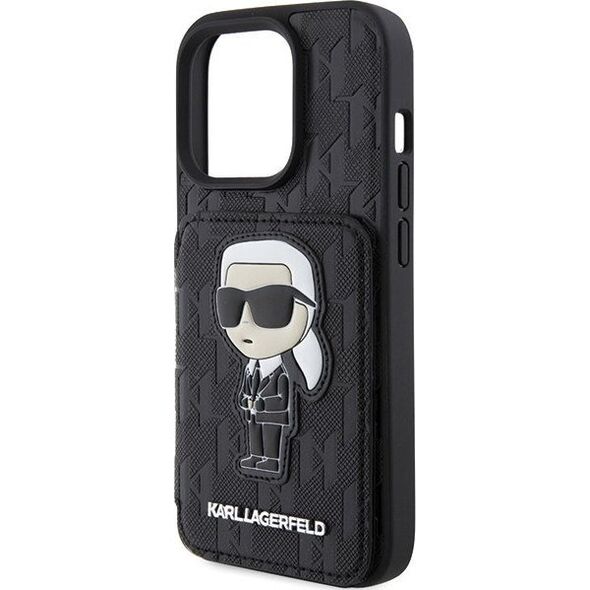 Karl Lagerfeld Karl Lagerfeld KLHCP15LSAKKNSCK iPhone 15 Pro 6.1" czarny/black hardcase Saffiano Cardslots and Stand Monogram Ikonik Patch