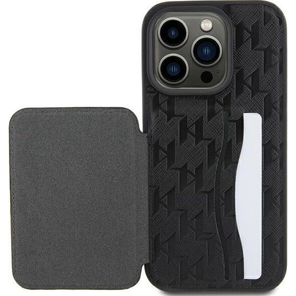 Karl Lagerfeld Karl Lagerfeld KLHCP15LSAKCNSCK iPhone 15 Pro 6.1" czarny/black hardcase Saffiano Cardslots and Stand Monogram Choupette