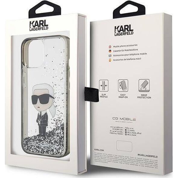 Karl Lagerfeld Karl Lagerfeld KLHCP15SLKKNSK iPhone 15 / 14 / 13 6.1" transparent hardcase Liquid Glitter Ikonik