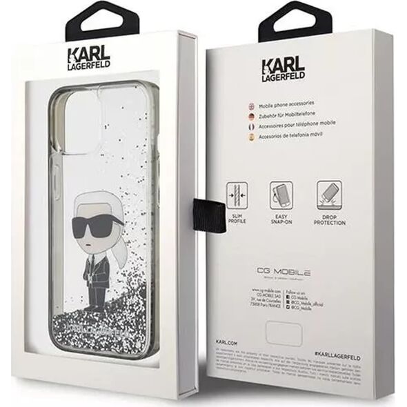 Karl Lagerfeld Karl Lagerfeld KLHCP15SLKKNSK iPhone 15 / 14 / 13 6.1" transparent hardcase Liquid Glitter Ikonik