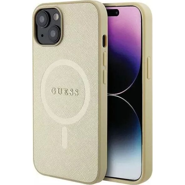 Guess Guess GUHMP15MPSAHMCB iPhone 15 Plus / 14 Plus 6.7" złoty/gold hardcase Saffiano MagSafe