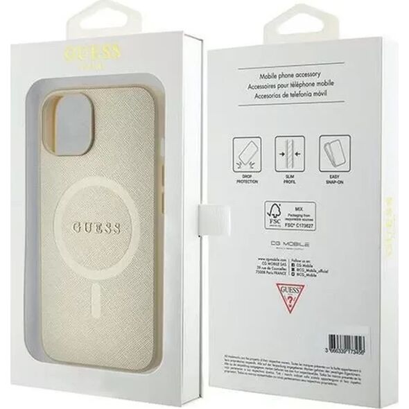 Guess Guess GUHMP15MPSAHMCB iPhone 15 Plus / 14 Plus 6.7" złoty/gold hardcase Saffiano MagSafe