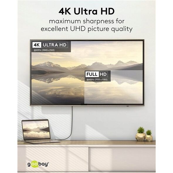 Καλώδιο USB-C™ σε DisplayPort™ 4K @ 60 Hz, 2 m, μαύρο - Μήκος καλωδίου 2 m