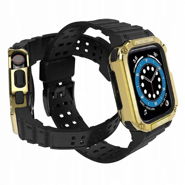 Λουράκι με προστατευτική θήκη Protect Strap Band για Apple Watch 38 / 40 / 41 mm θήκη θωρακισμένη - μαύρο, χρυσό