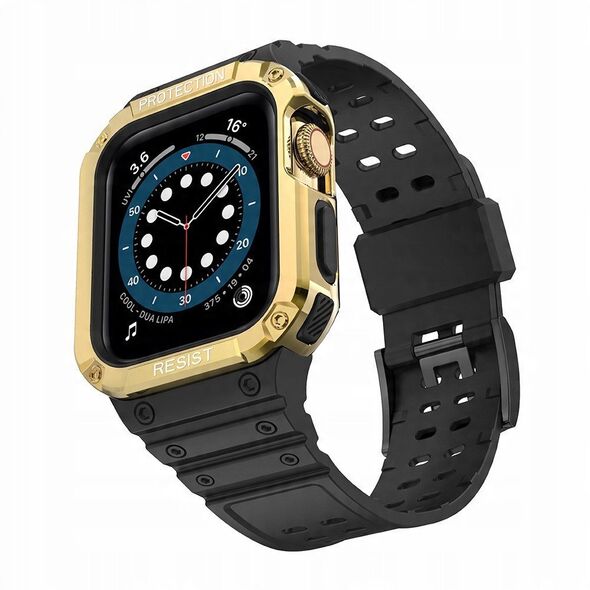 Λουράκι με προστατευτική θήκη Protect Strap Band για Apple Watch 38 / 40 / 41 mm θήκη θωρακισμένη - μαύρο, χρυσό