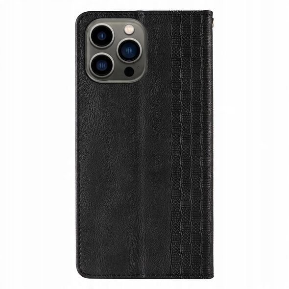 Θήκη Magnet Strap etui iPhone 14 Pro Max θήκη με καπάκι πορτοφόλι mini λουράκι βάση μαύρο