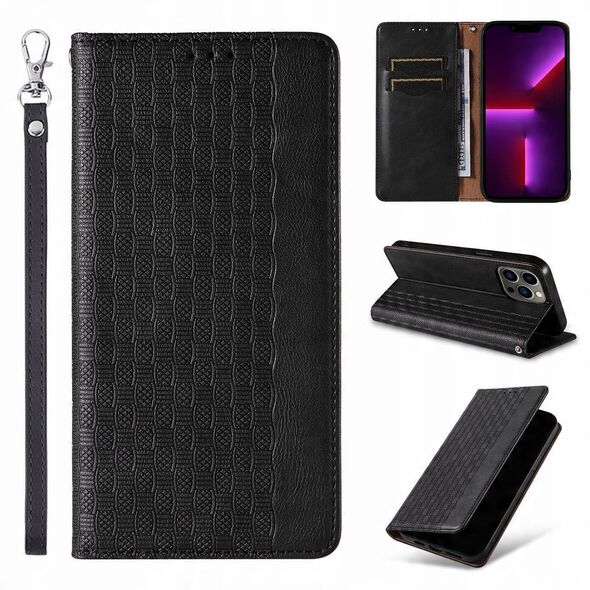 Θήκη Magnet Strap etui iPhone 14 Plus pokrowiec z klapką portfel mini smycz podstawka czarne