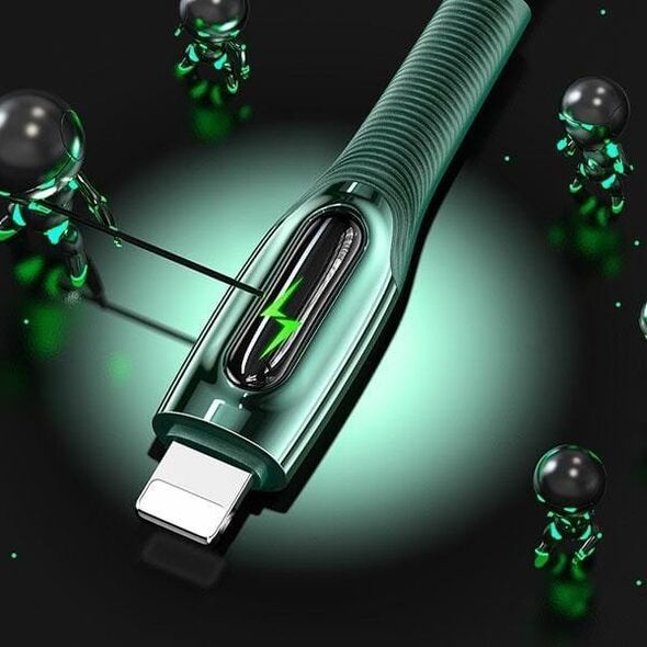 Kabel USB Usams USAMS Kabel pleciony USB-C na Lightning Smart Power-off 20W PD Cable 1.2m ciemny zielony/dark green SJ518USB02 (US-SJ518)