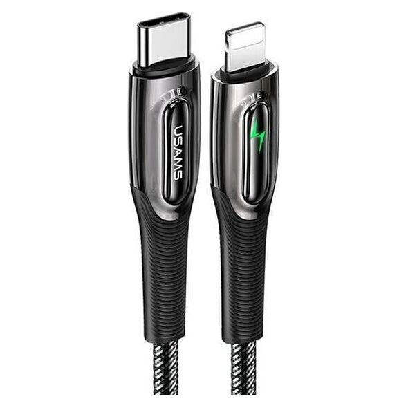 Kabel USB Usams USAMS Kabel pleciony USB-C na Lightning Smart Power-off 20W PD Cable 1.2m czarny/black SJ518USB01 (US-SJ518)