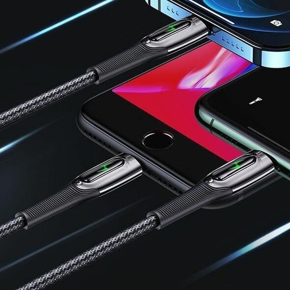 Kabel USB Usams USAMS Kabel pleciony USB-C na Lightning Smart Power-off 20W PD Cable 1.2m czarny/black SJ518USB01 (US-SJ518)