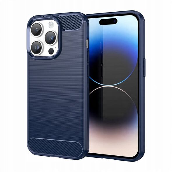 Θήκη Carbon etui iPhone 14 Pro εύκαμπτη ζελατινώδης θήκη για πίσω μπλε
