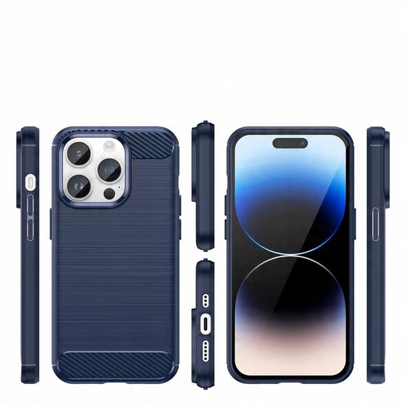 Θήκη Carbon etui iPhone 14 Pro εύκαμπτη ζελατινώδης θήκη για πίσω μπλε