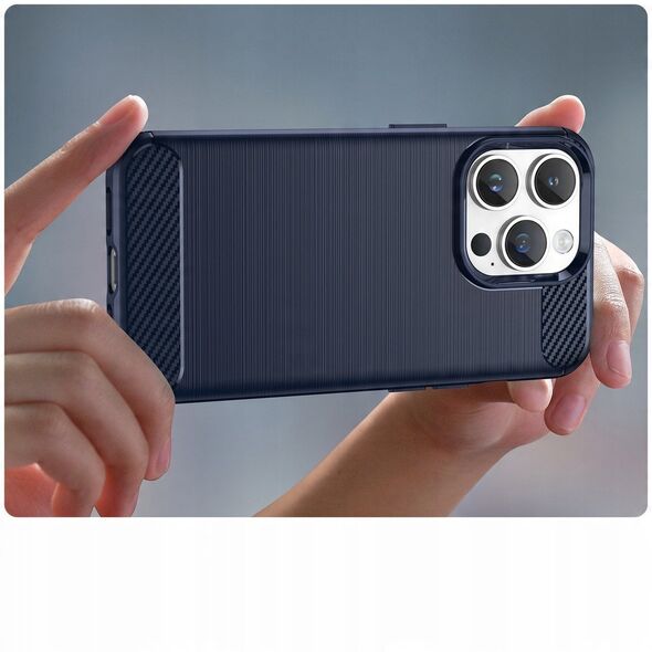 Θήκη Carbon etui iPhone 14 Pro εύκαμπτη ζελατινώδης θήκη για πίσω μπλε