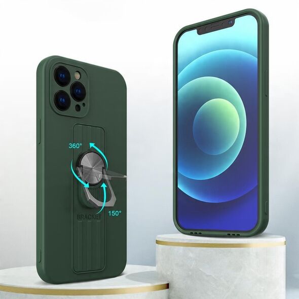 Θήκη σιλικόνης Ring Case με λαβή δακτύλου και βάση για Xiaomi Poco M4 Pro 5G μαύρο
