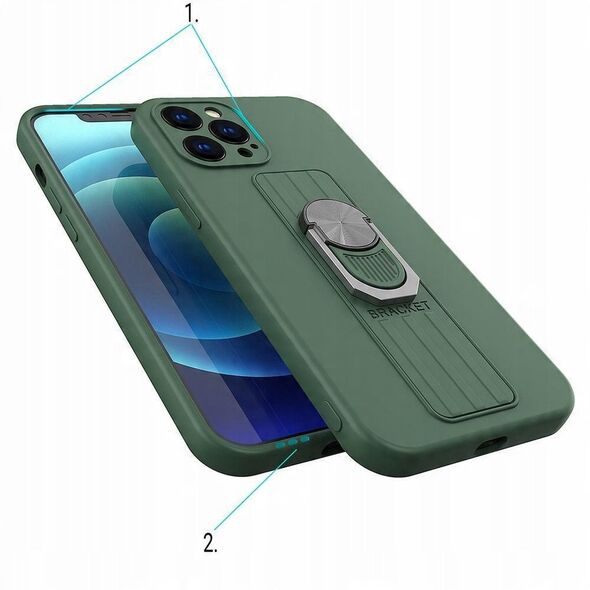 Θήκη σιλικόνης Ring Case με λαβή δακτύλου και βάση για Xiaomi Poco M4 Pro 5G μπλε