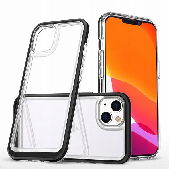 Διάφανη θήκη 3σε1 iPhone 14 Plus σιλικονούχο κάλυμμα με μαύρο πλαίσιο