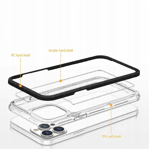 Διαφανής θήκη 3σε1 Samsung Galaxy A03 σιλικονούχα θήκη με πλαίσιο μαύρο