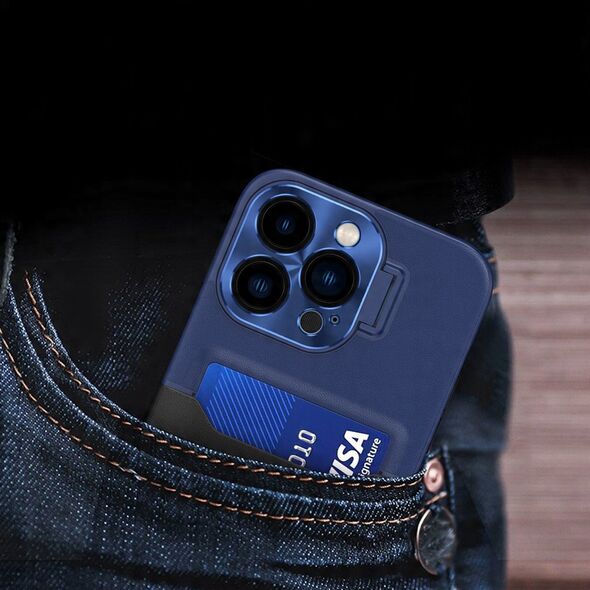 Δερμάτινη Θήκη Stand etui Samsung Galaxy S23+ pokrowiec πορτοφόλι για κάρτα με βάση στήριξης μπλε