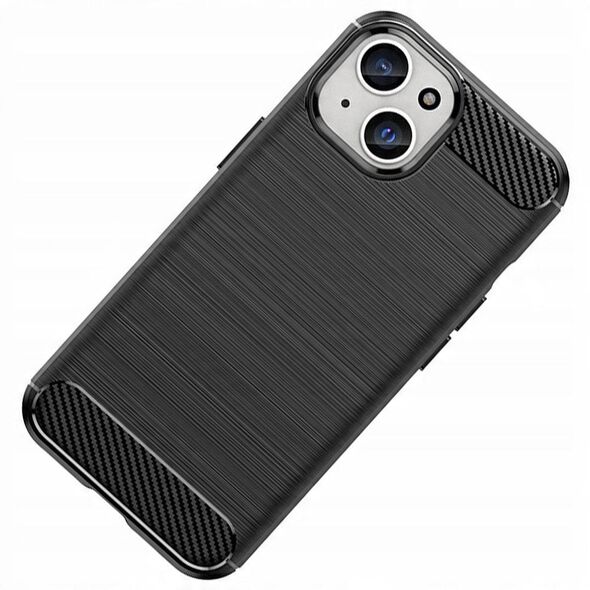 Ελαστική θήκη με σχέδιο ανθρακονήματος για iPhone 15 Plus Carbon Case - μαύρη