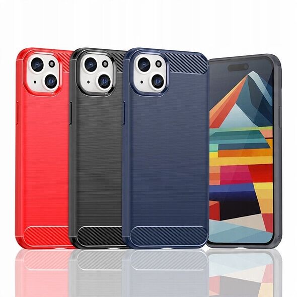 Ελαστική θήκη με σχέδιο ανθρακονήματος για iPhone 15 Plus Carbon Case - μαύρη