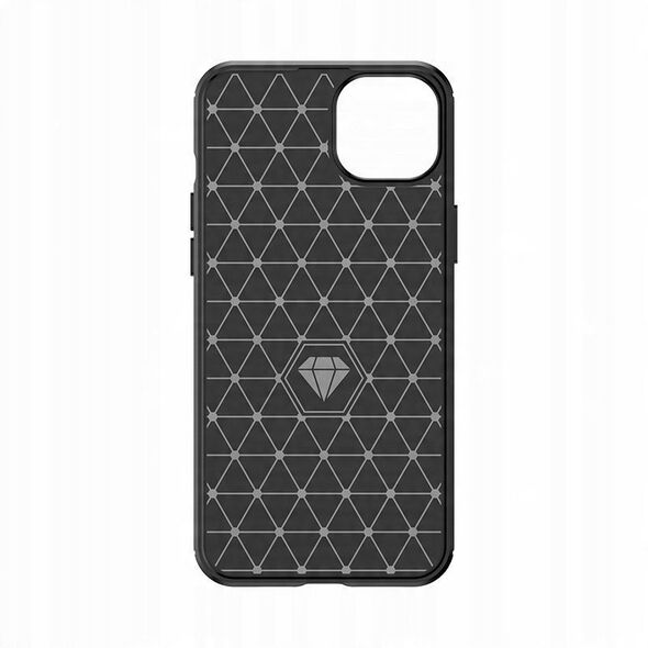 Ελαστική θήκη με σχέδιο ανθρακονήματος για iPhone 15 Plus Carbon Case - μαύρη