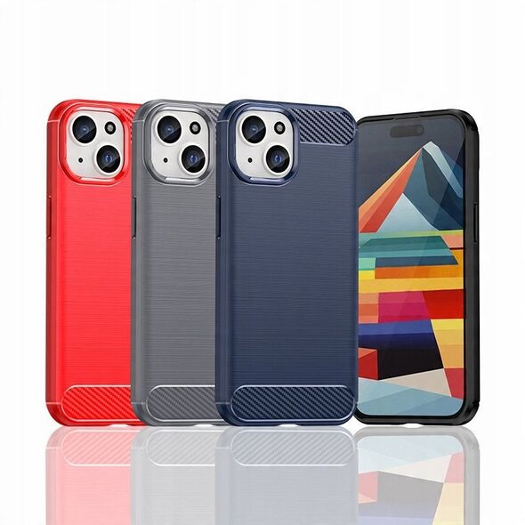 Ελαστική θήκη με σχέδιο ανθρακονήματος για iPhone 15 Plus Carbon Case - μαύρη